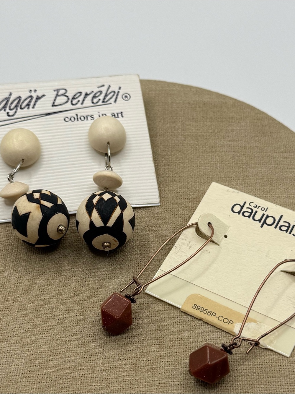 Set of two Brown Geometric Drop Earrings